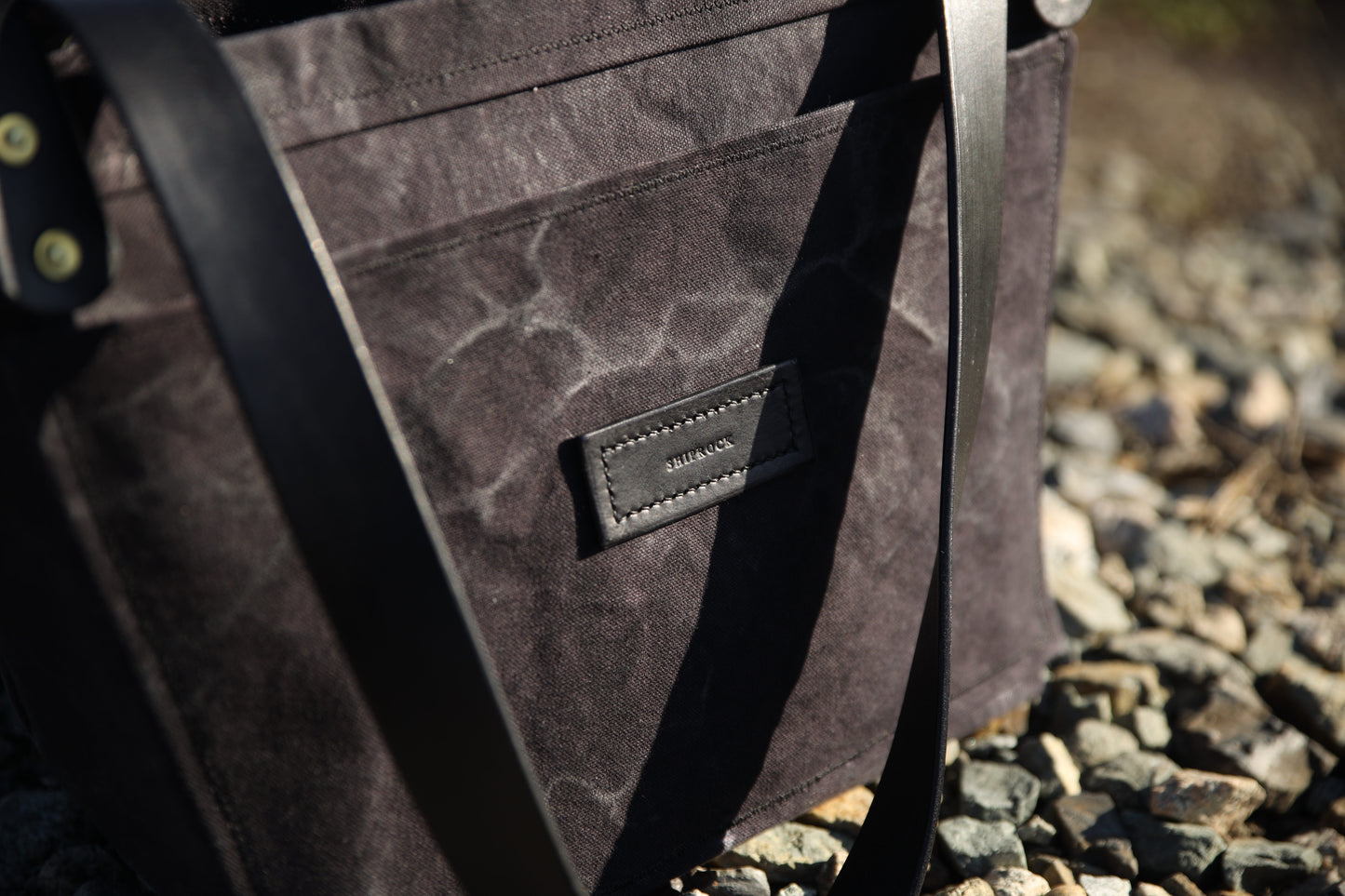 The Dory Tote In Obsidian Leather and Waxed Canvas - Made To Order - Lead Time Applies