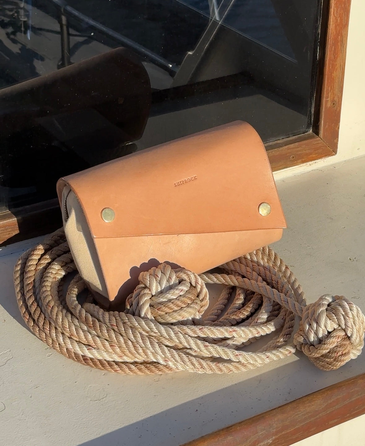 Black Leather Crossbody Bag in Obsidian Waxed Canvas - Unnamed