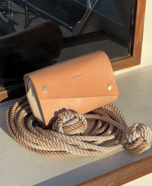 Natural Leather Crossbody Bag in Natural Waxed Canvas - Unnamed