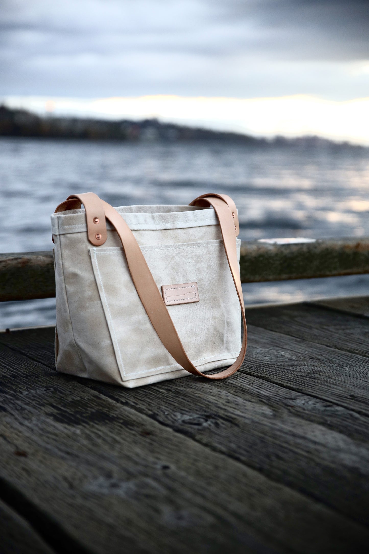 The Dory Tote In Natural Waxed Canvas - Made To Order - Lead Time Applies