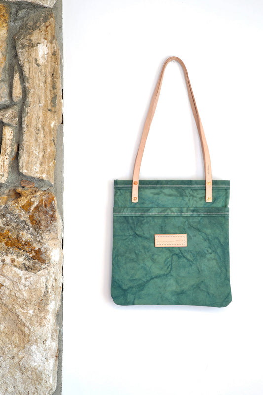 The Skiff Tote in Moss Waxed Canvas - Made To Order - Lead Time Applies